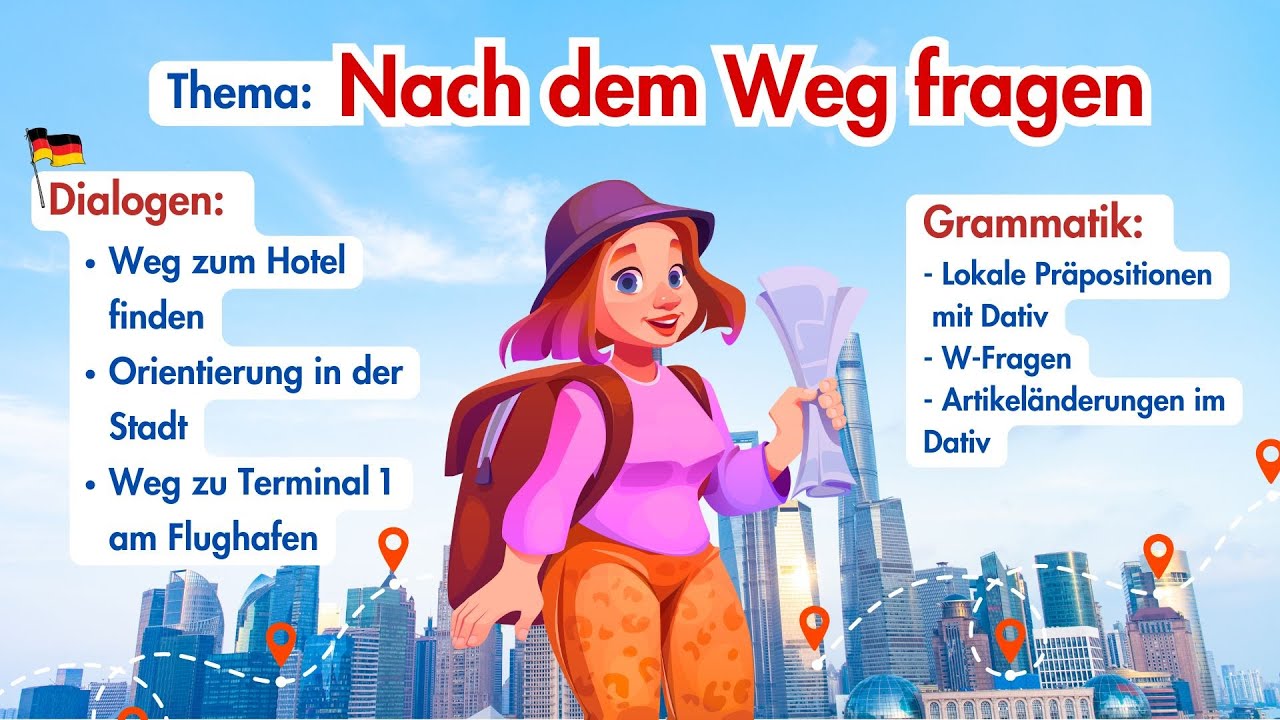 Deutschlernen: Nach dem Weg fragen | Orientierung auf Deutsch | Dativ & Lokale Präpositionen