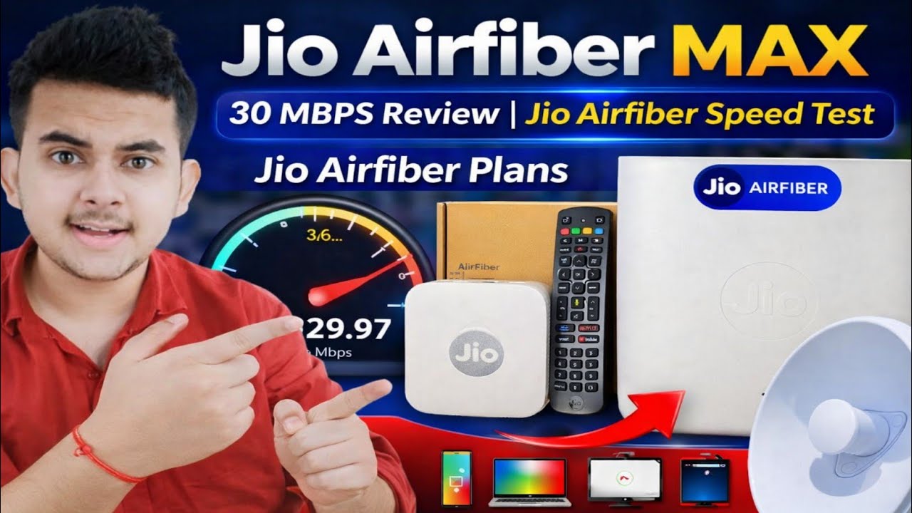 Jio Airfiber 30 MBPS Review | Jio Airfiber Speed Test | Jio Airfiber Plans | Mobile , Laptop , TV 🤩