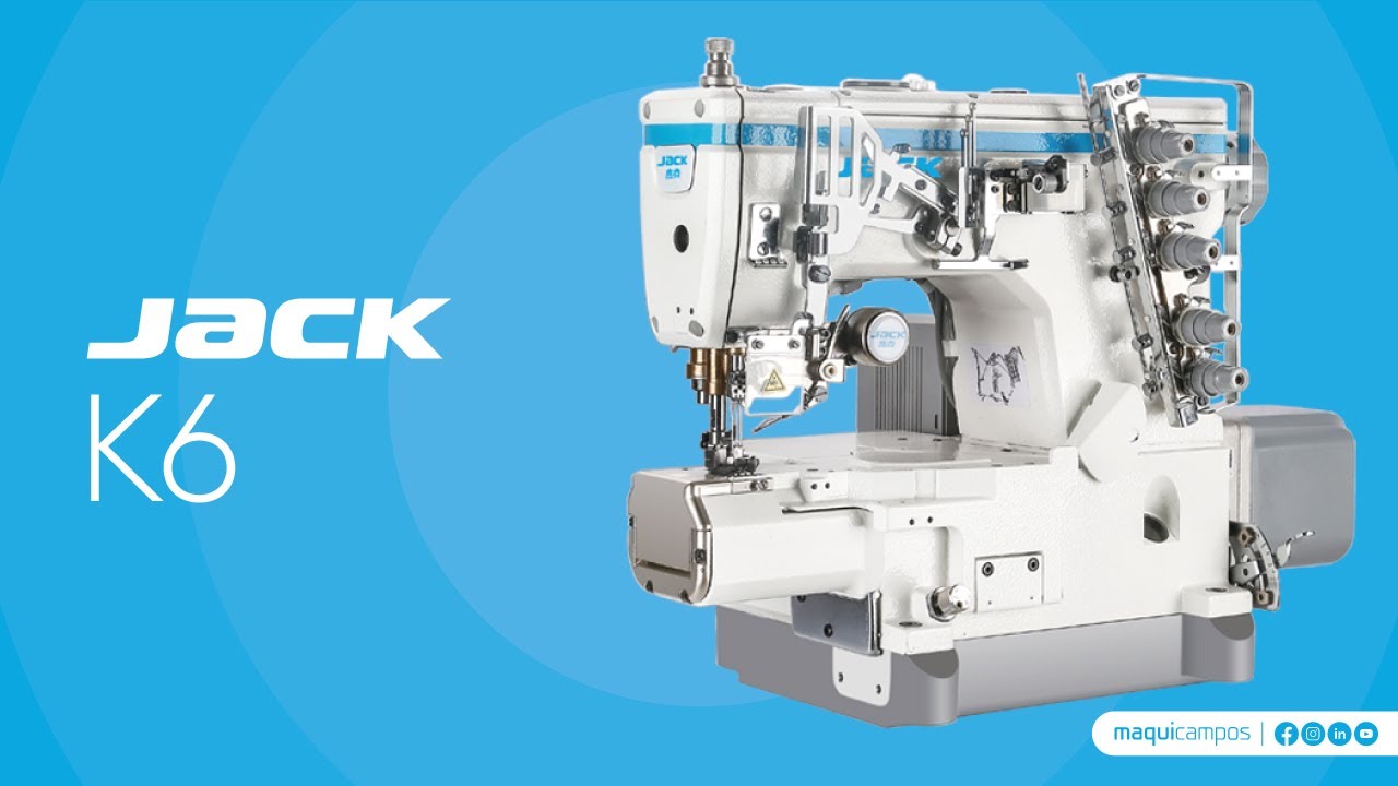 Jack K6 - Máquina de Costura de Recobrir de Base Cilíndrica