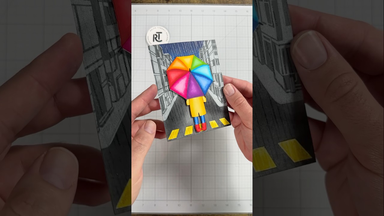 This Handmade Card has REALISTIC Rain! 🌧️😮 #cardmaking #asmr #art #craft