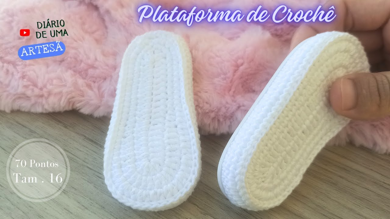 como fazer solinha plataforma para sapatinhos de crochê