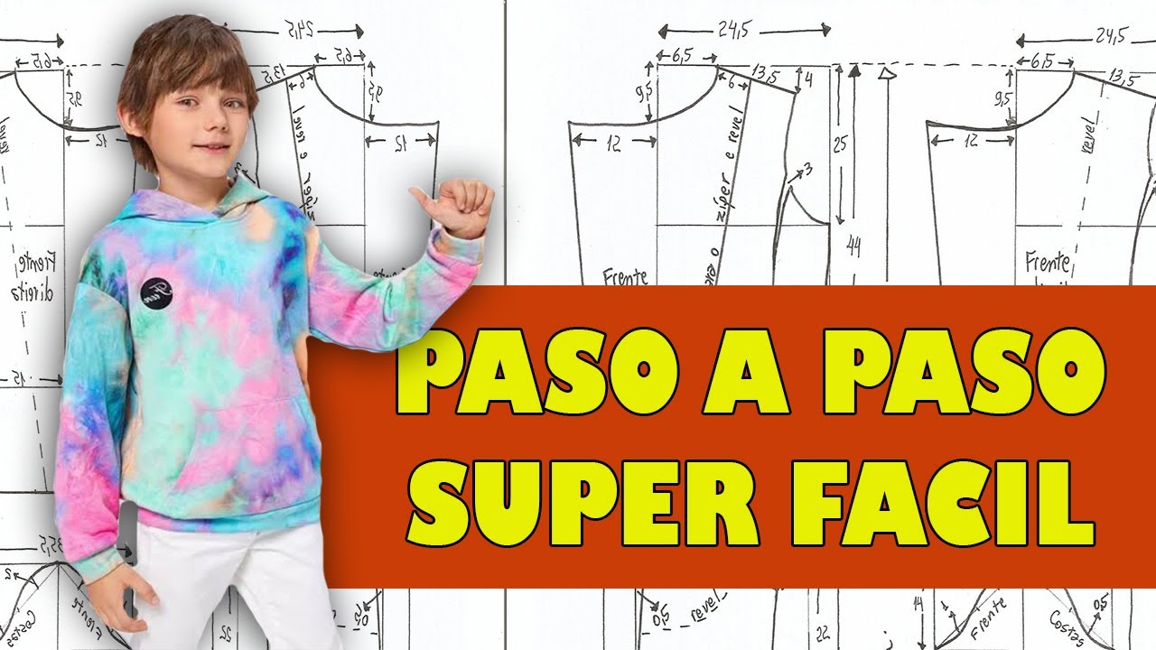 MOLDE POLERA POLERON CON CAPOCHA TIE DYE DE NIÑO|Tips De Confeccion