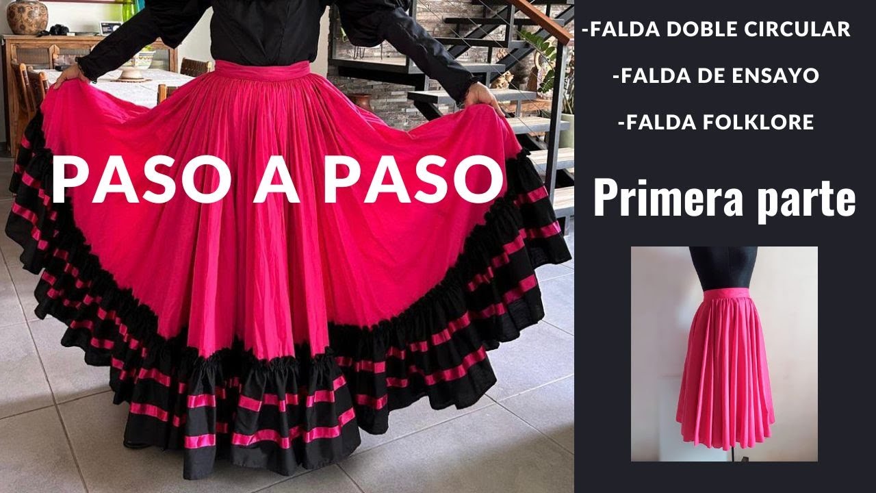 Elabora tu propia FALDA DE ENSAYO, FALDA FOLKLORE, DOBLE CIRCULAR paso a paso 1a PARTE #diy #costura