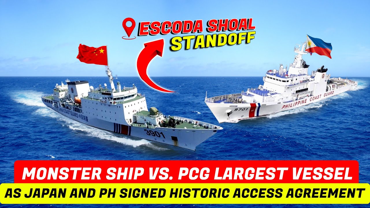 Philippine Coast Guard's Largest Ship and China's Monster Ship on Standoff in Escoda Shoal