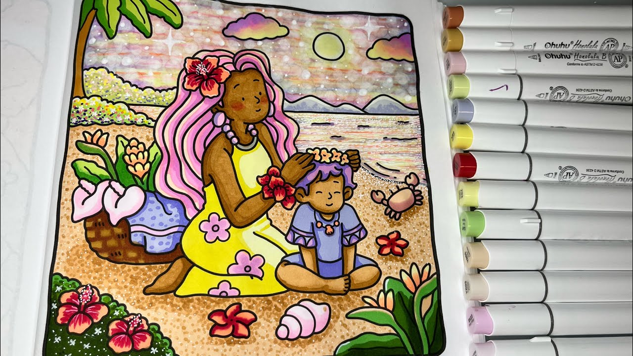 Girl Moments 2 by Coco Wyo | Color With Me | Relaxing ASMR #adultcoloring #ohuhumarkers #cocowyo