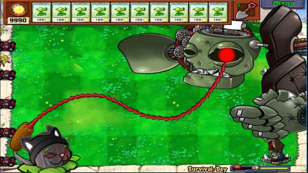 Cattail Doom Shroom Plant vs Gargantuar Zombie vs Dr Zomboss - Plants vs Zombies Battlez