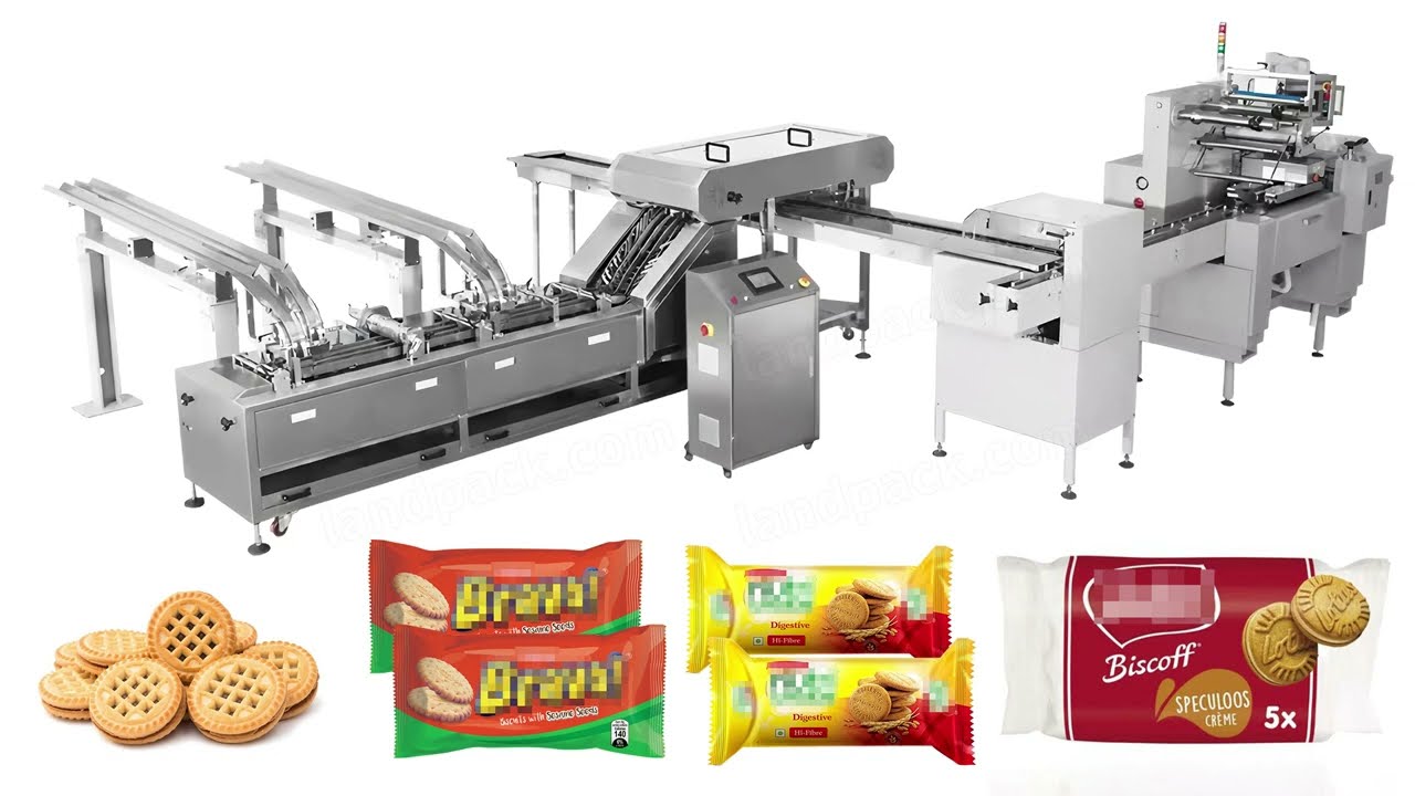 Automatic Cream Biscuit Sandwiching Machine with On-edge Packaging Machine