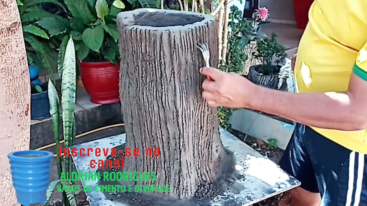 COMO FAZER DETALHES DA CASCA DO VASO TRONCO E PINTURA