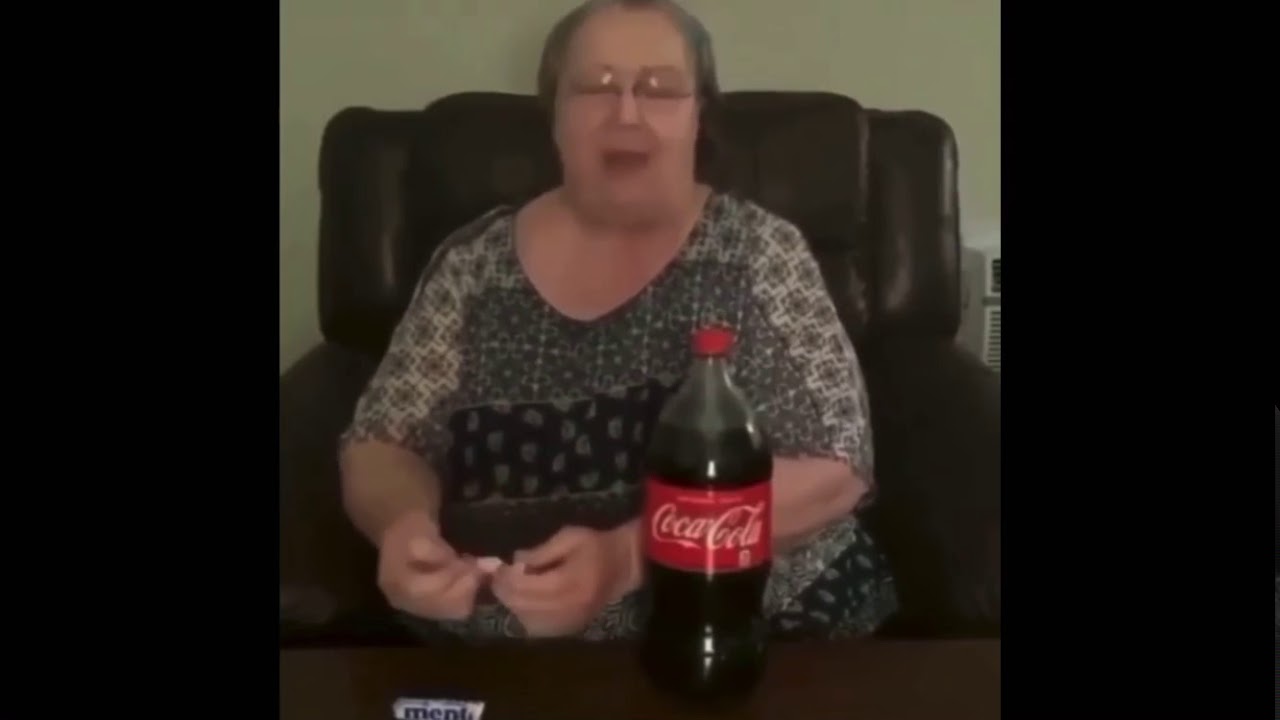 Old Lady puts mentos in coke
