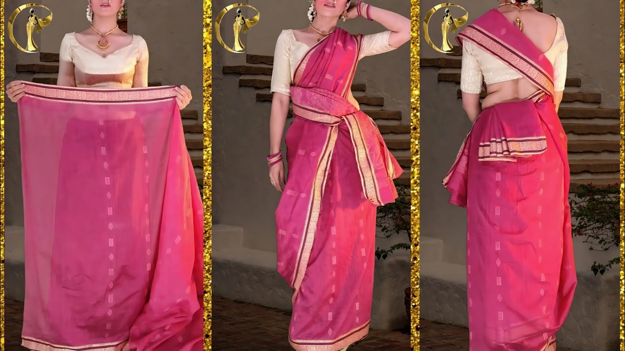 How To Drape Saree In Pin Kosuvam Style | Kandangi Saree draping Tutorial