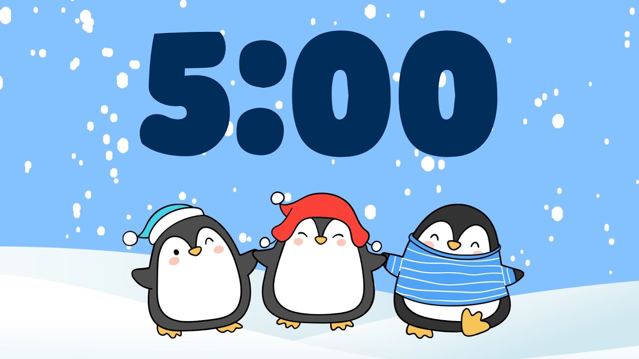 5 Minute Christmas Penguins Countdown Timer- With Holiday Music