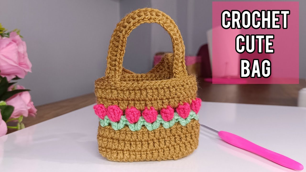 how to crochet a bag for beginners ✅ crochet mini bag purse #crochet #crochetbag