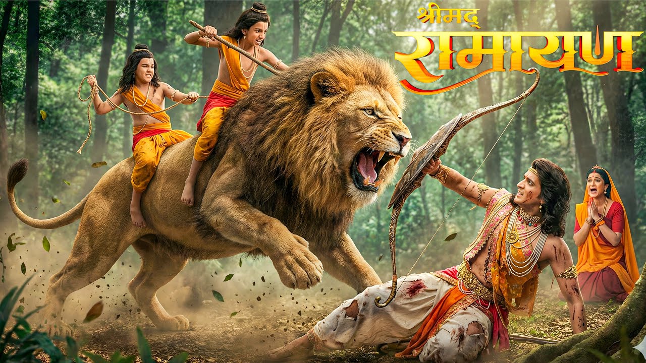 जंगल में “शेर” ने राम जी पर किया हमला लव-कुश ने मचाया तहलका || Shrimad Ramayan