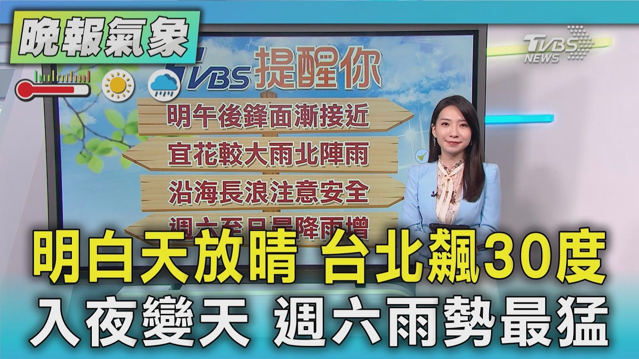 天氣/明白天放晴 台北飆30度 入夜變天 週六雨勢最猛｜TVBS新聞 @TVBSNEWS01