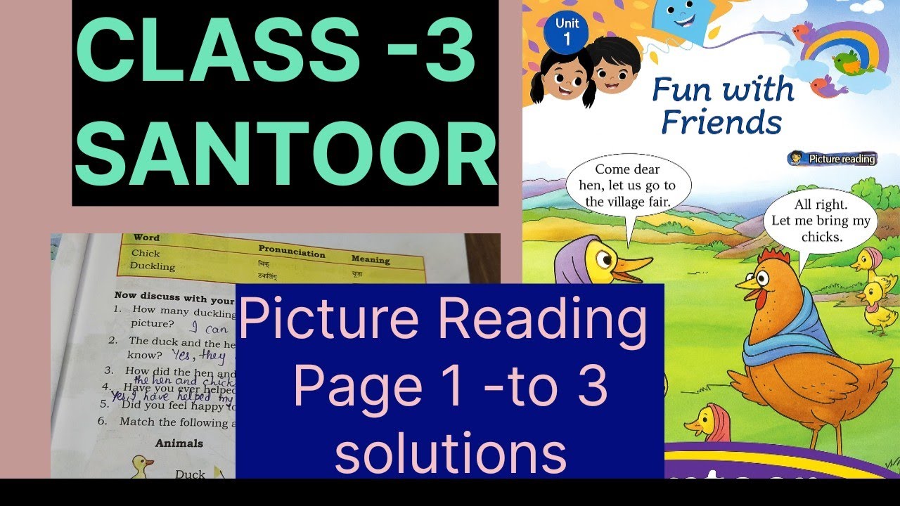 Class 3 Santoor Book | Fun with Friends | Picture Reading | Unit 1 Story|| with proper solution