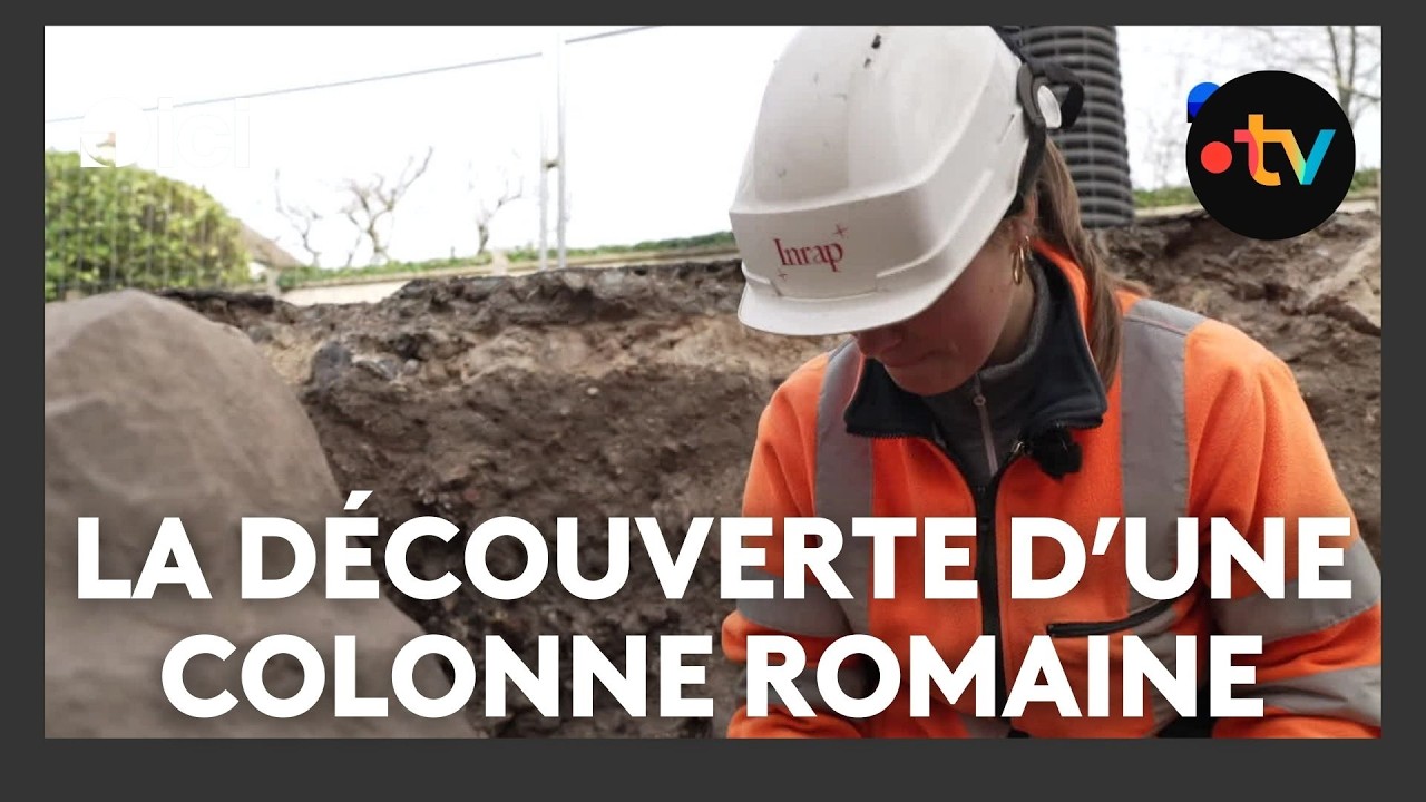 La découverte d'une colonne romaine à Soissons