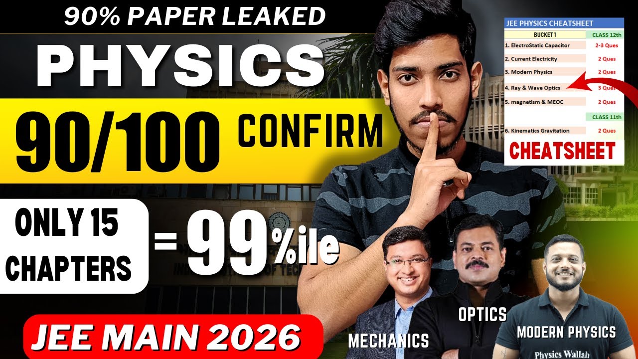 JEE Mains 2026: Sureshot 90+ in PHYSICS 🔥 | Only 15 Chapters for 99%ile