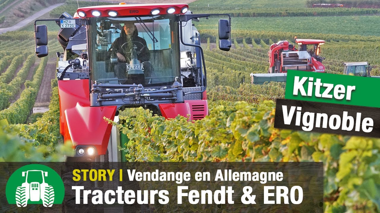 Visite de l’exploitation viticole Kitzer (vendangeuses Ero & tracteurs Fendt | Partie 2 )