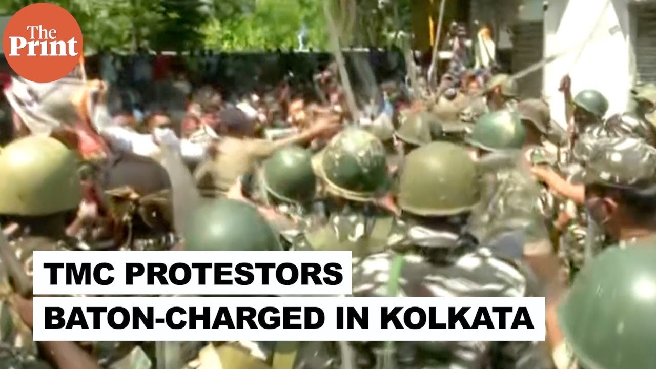 Security forces baton-charge TMC protestors in Kolkata