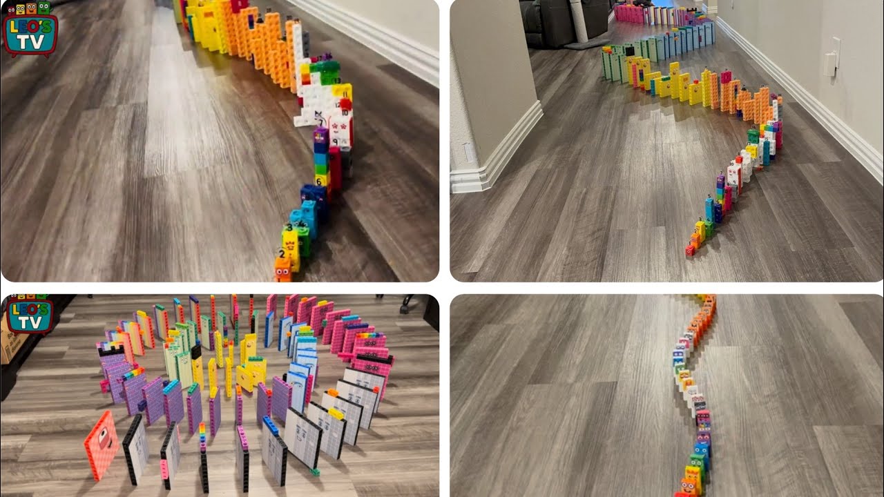 NumberBlocks Giant Domino Chain Reaction Compilation 60 Minutes!  | |  Leo’s Tv
