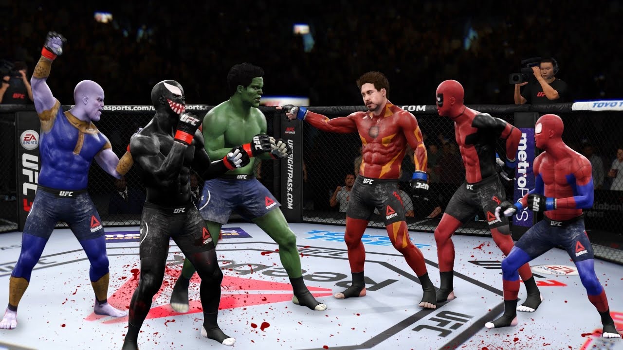 Самый НЕВЕРОЯТНЫЙ ТОП НОКАУТОВ ГЕРОЕВ МАРВЕЛ в UFC 3 /Веном Дедпул Халк Танос Человек-Паук