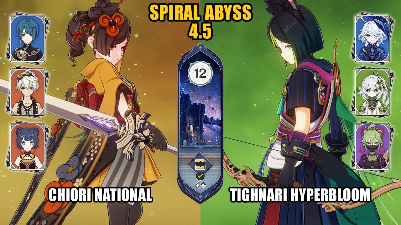 (F2P) Chiori National & Tighnari Hyperbloom | Spiral Abyss 4.5 - Floor 12 | Genshin Impact
