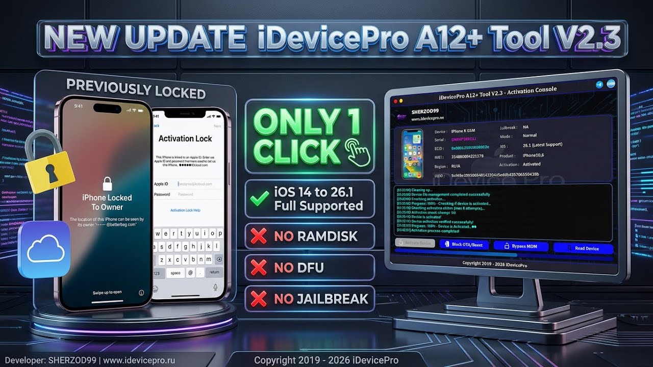 One Click iCloud Hello Bypass iDevicePro iCloud Bypass Tool