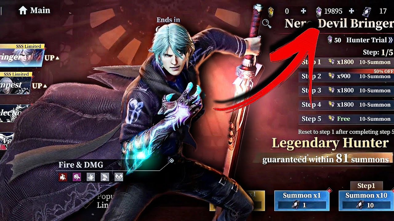 Devil May Cry: Peak of Combat | 19,000 gems, Summoning Nero: Devil Bringer with his weapon #dmcpoc