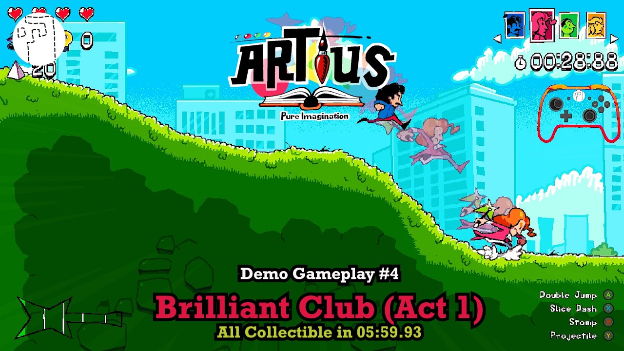 ARTIUS | Demo Gameplay #4 | Brilliant Club (Act #1) | All Collectibles in 05:59.93