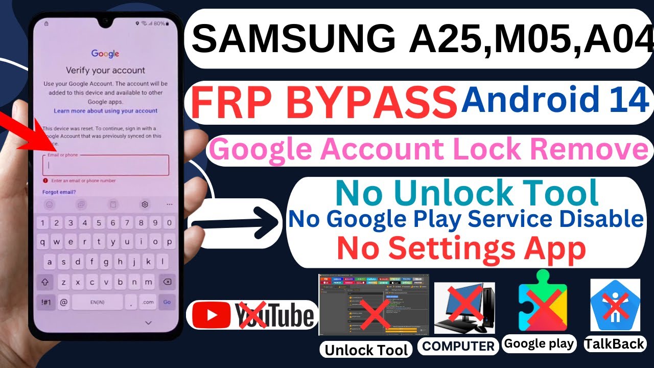 Samsung Galaxy A25 /M05/A04 FRP Remove Android 13/14 No Code *#0*#No FRP Tool Without PC 2025