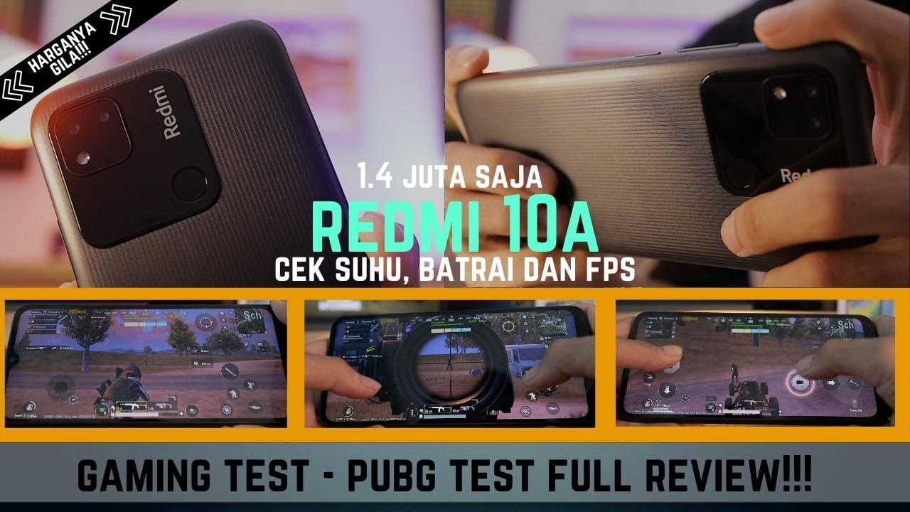 REDMI 10A PUBG TEST, TES GAMING, DRAIN BATTERY TEST, CEK GRAFIK, SUHU, FPS FRAME DROP TEST INDONESIA