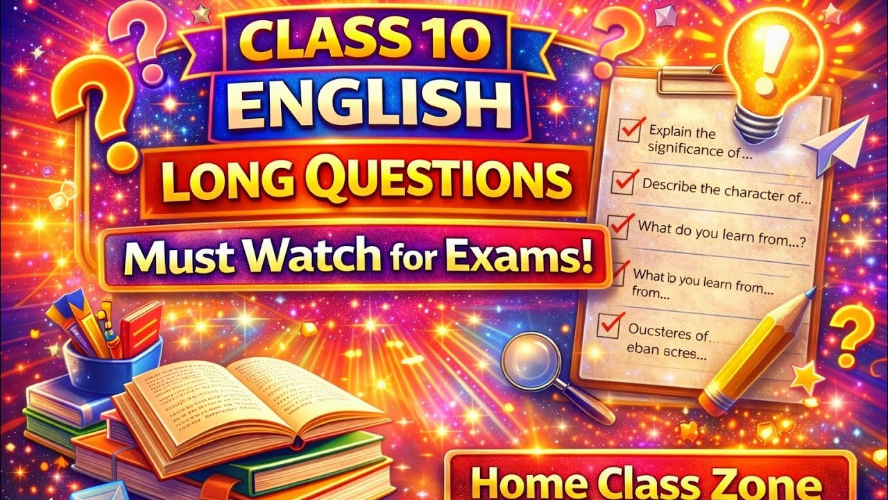 ✅ Class 10 English Most Important Long Questions 2026 | 100% Exam में आएंगे | Home Class Zone 