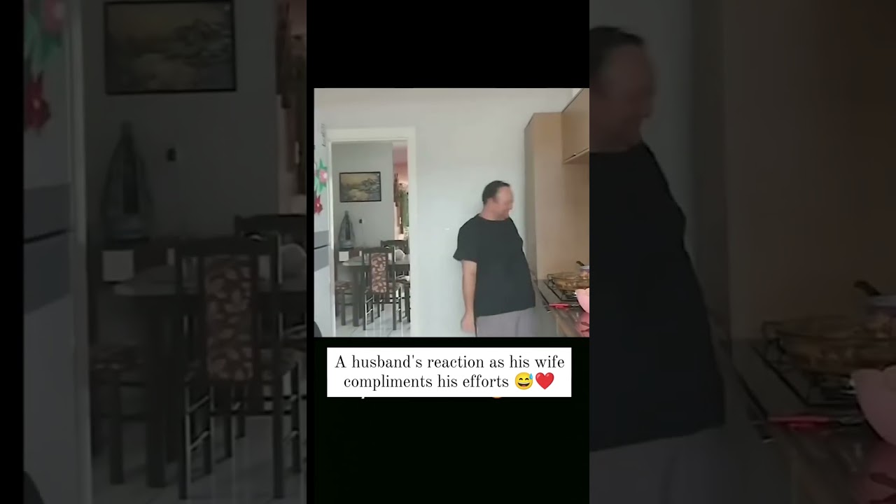 Husband's funny reaction to his wife's compliments 😅🥰