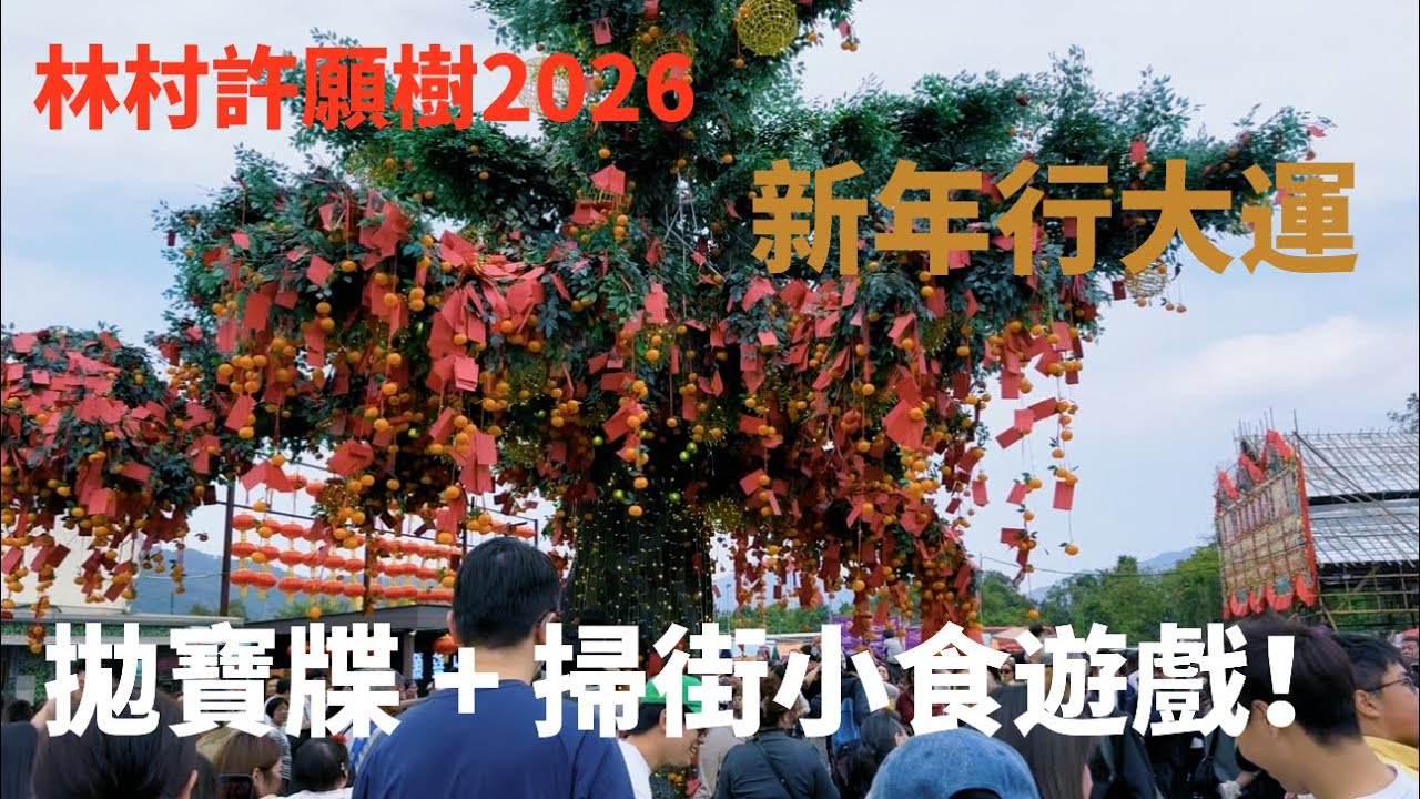 新年行大運！林村許願樹拋寶牒 + 超多小食遊戲！恭喜發財#林村許願樹#香港許願節2026#林村許願節#大埔林村#拋寶牒#新年許願#恭喜發財#農曆新年2026#香港美食 