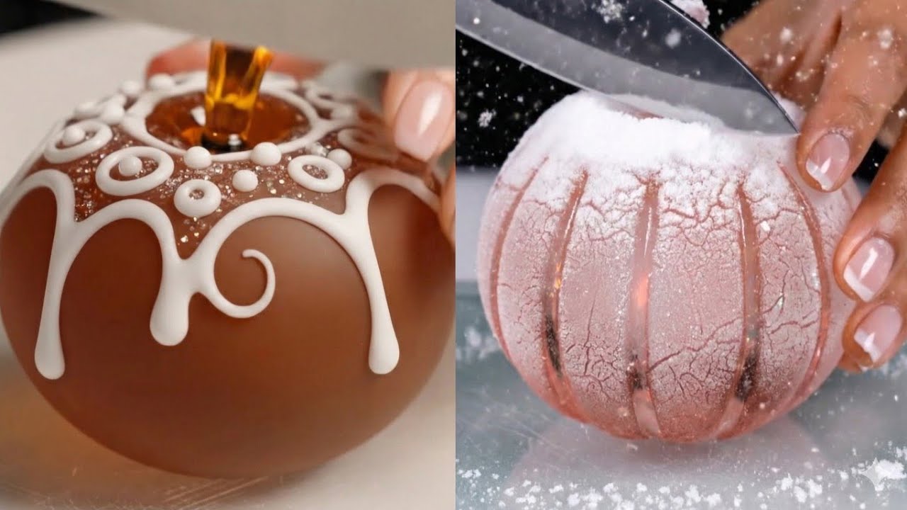 Cutting Glass Frozen and Gingerbread Christmas Fruits ASMR