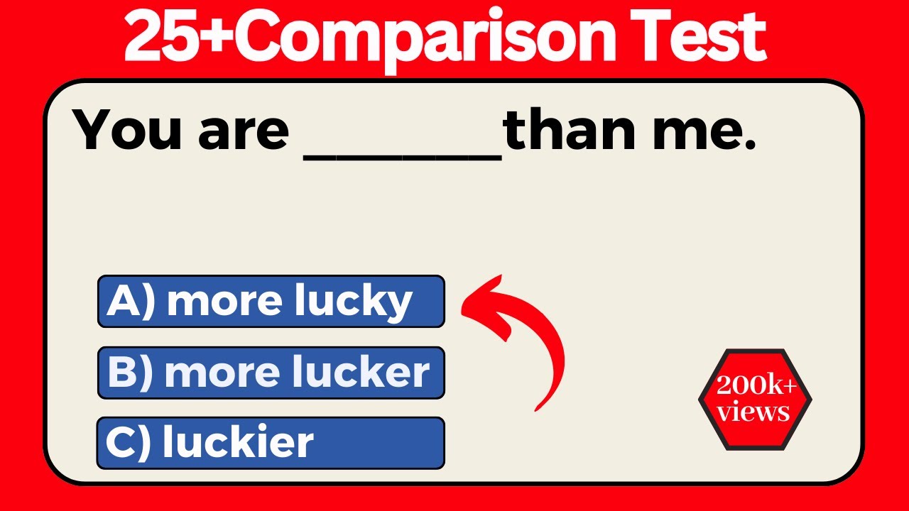 Comparative Test with Adjectives | 25+English Grammar Quiz with Answer...