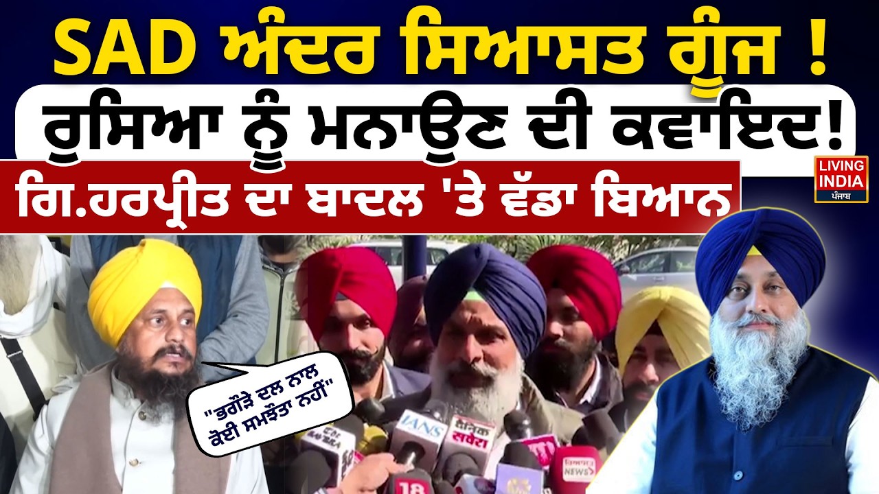 SAD ਅੰਦਰ ਸਿਆਸਤ ਗੂੰਜ ! ਰੁਸਿਆ ਨੂੰ ਮਨਾਉਣ ਦੀ ਕਵਾਇਦ ! Giani Harpreet ਦਾ Badal 'ਤੇ ਵੱਡਾ ਬਿਆਨ |