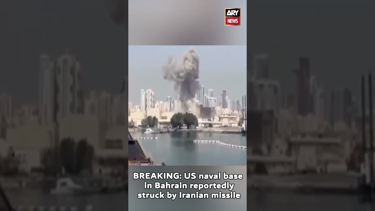 US naval base in Bahrain reportedly struck by Iranian missile #bahrain #usirantension #shorts