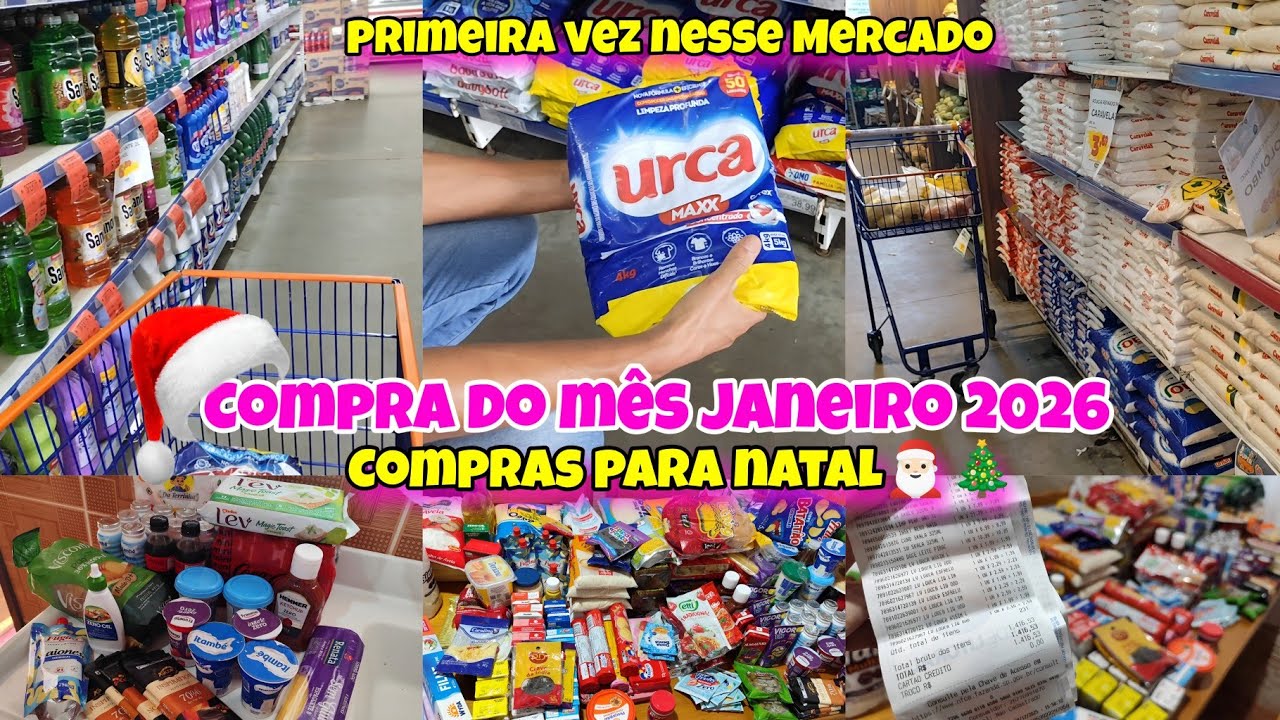 COMPRA DO M&Ecirc;S DE JANEIRO 2026 🛒 | PRIMEIRA VEZ NESSE SUPERMERCADO + VALORES💸