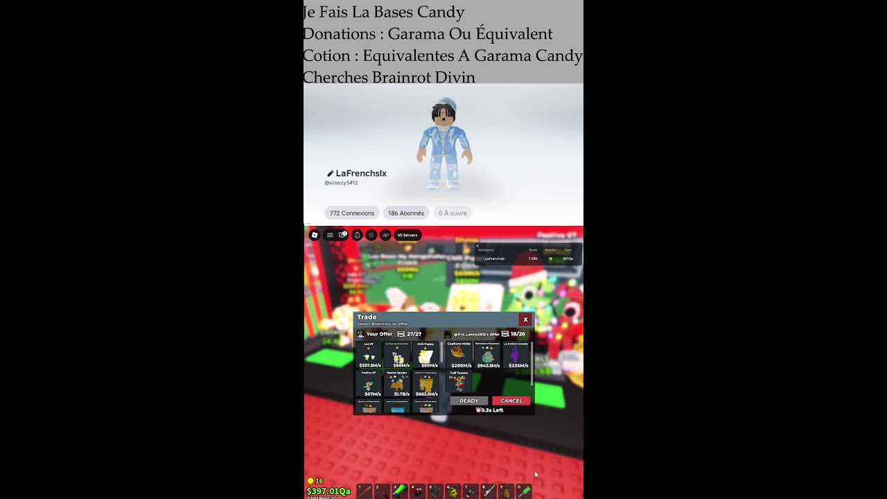 🚨 lives steal a brainrot je recherches des brainrot divin je fais la bases candy et des trades! 🚨