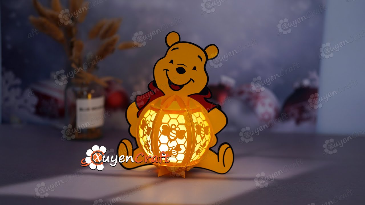 How To Make Pooh Bear Lantern - Pooh Lanterns Decorations SVG for Cricut Project, ScanNcut, Cameo4