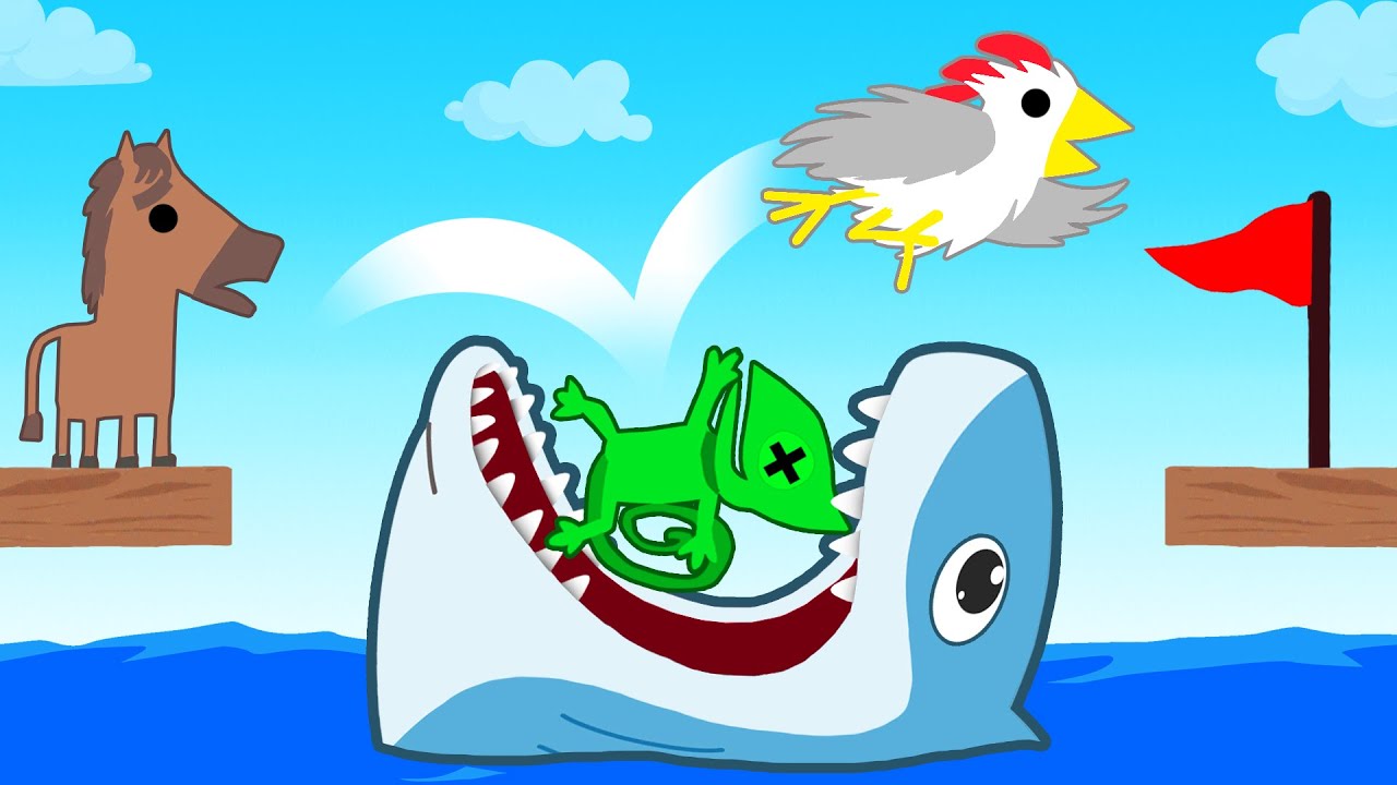 First To SURVIVE The DEADLY SHARK WINS! (Ultimate Chicken Horse)