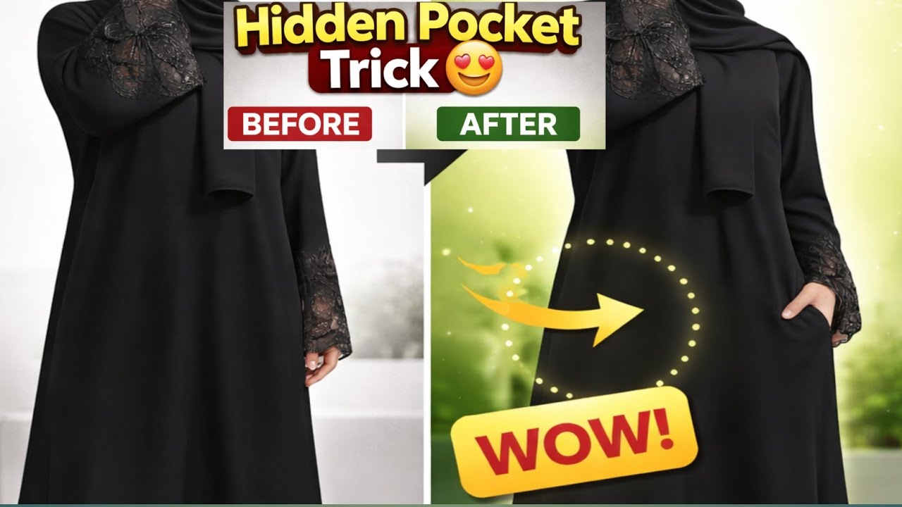 Abaya Me Hidden Pocket Lagane Ka Smart Tarika😍 | Abaya Me Pocket Kaise lagaye | Step By Step Easy 