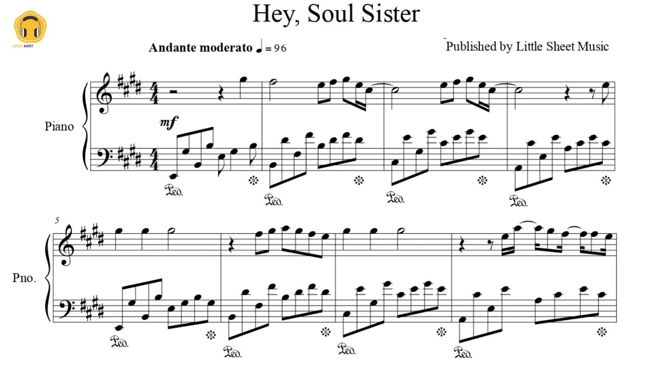 Hey, Soul Sister by Train (Piano Solo/Sheets)