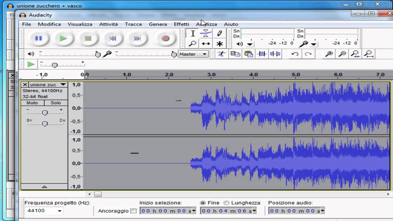 audacity 04 tagliare una traccia audio (dividere un mp3)