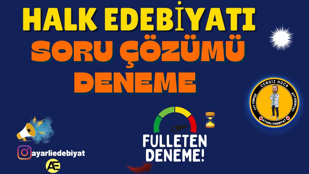 HALK EDEBİYATI SORU ÇÖZÜMÜ /AYT Edebiyat Deneme Çözümü/ Halk edebiyatı sanatçıları +📌PDF