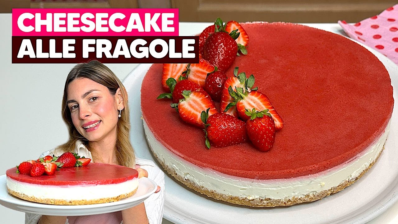 CHEESECAKE alle FRAGOLE:​ la RICETTA FACILE della torta fredda SENZA COTTURA! 🍓​🍰