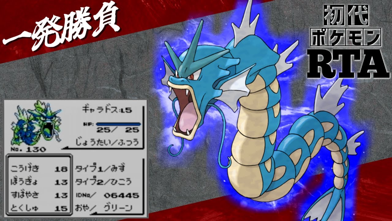 【一発勝負】初めからギャラドスlv5と挑むノーセーブ＆ノーリセットRTA！