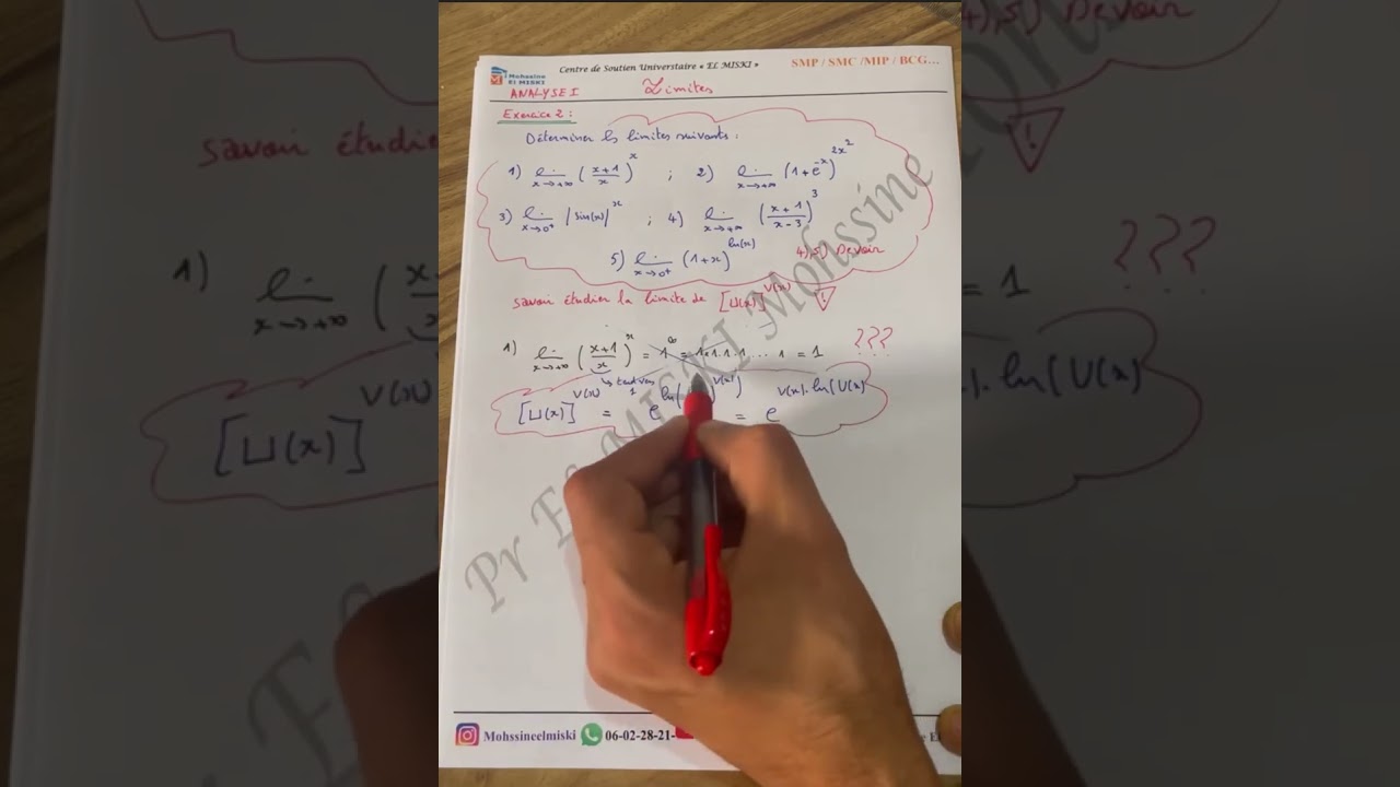 ANALYSE 1  Vid&eacute;o 3 : fonctions num&eacute;riques (limites Exercice 2 ) S1 PC/MIP/BCG &hellip;