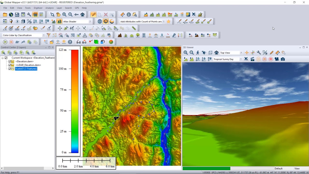 Vistas 3D. Global Mapper v 22.1